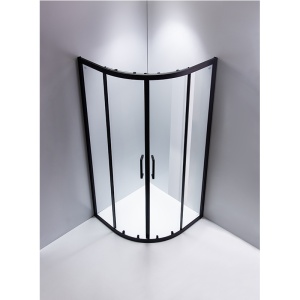 Cabina de dus BS01A ,Semirotunda, Usi Glisante, Design Modern 80x80cm, Culoare Negru - Img 4