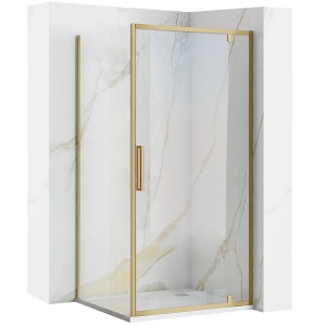 Cabina de dus cu usa batanta Rea Rapid Swing 100x100, Auriu periat - Img 1