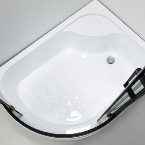 Cabina de dus din sticla securizata 5mm cu rame negre si cadita alba inclusa montaj stanga 115 x 85 cm - Img 19