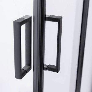 Cabina de dus din sticla securizata cu rame negre si cadita alba slim BL30B/RIKO 90 x 90 cm - Img 11