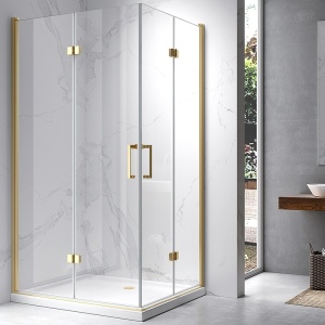 Cabina de dus dreptunghiulara din sticla securizata cu rame aurii KZ13B 110 x 90 cm - Img 6