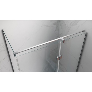 Cabina de dus dreptunghiulara din sticla securizata cu rame cromate si usi batante cu cadita neagras inclusa KZ03A/ST04A 100 x 90 cm - Img 9