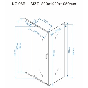 Cabina de dus dreptunghiulara din sticla securizata cu rame cromate KZ06B 100 x 80 cm - Img 11