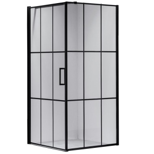 Cabina de dus dreptunghiulara din sticla securizata cu rame negre si cadita alba slim BS13B-ST02B 90 x 90 cm - Img 3