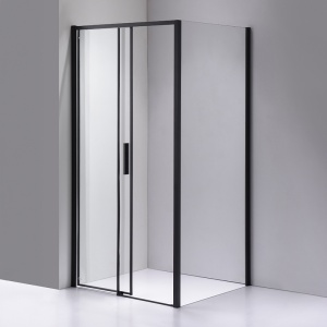 Cabina de dus dreptunghiulara din sticla securizata si rame negre Nova 120 x 80 cm - Img 6