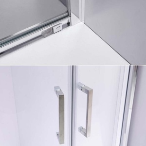 Cabina de dus dreptunghiulara dins ticla securizata cu rame cromata si cadita alba inclusa KZ103C-ST03C 120 x 80 cm - Img 19