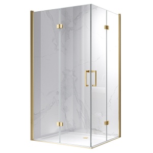 Cabina de dus dreptunghiulara Z-KZ12A auriu periat 90 x 80 cm sticla 6 mm
