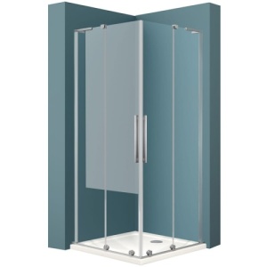 Cabina de dus glisanta Veldman Kansas Duo nichel periat 80 x 80 x 195 cm sticla 8 mm