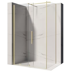 Cabina de dus glisanta Veldman Prima profil auriu periat 120 x 100 cm sticla 8 mm - Img 2