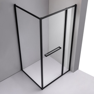 Cabina de dus KIRA Dreptunghiulara 100x90cm, Design Modern, Culoare Negru - Img 3