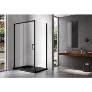 Cabina de dus KZ104C-BL neagra + cadita de dus ST04C-BL neagra dimensiune 120x90cm - Img 4