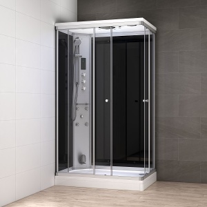Cabina de dus MUE-AR1280-2L neagra cu hidromasaj si sauna cu aburi 120 x 80 x 217 cm - Img 2