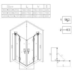 Cabina de dus patrata de colt KZ25 crom 80 x 80 cm sticla 6 mm - Img 24