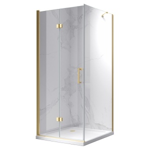 Cabina de dus patrata din sticla securizata cu rame aurii KZ20D 100 x 100 cm