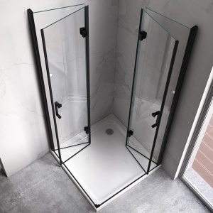 Cabina de dus patrata din sticla securizata rama neagra KZ08D 100 x 100 cm - Img 12
