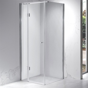 Cabina de dus patrata din sticla securizata si rame cromate cu daita alba slim KZ1390A-ST02A 80 x 80 cm - Img 2