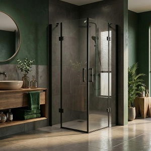 Cabina de dus patrata KZ25 negru mat 80 x 80 cm sticla 6 mm - Img 16