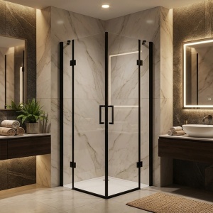 Cabina de dus patrata KZ25 negru mat 90 x 90 cm sticla 6 mm - Img 17