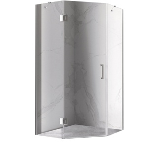 Cabina de dus pentagonala cu rame cromate si sticla securizata KZ10 C 100x100 cm