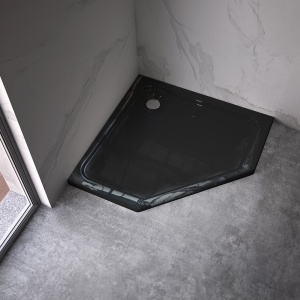 Cabina de dus pentagonala cu rame negre si cadita neagra inclusa KZ91A/ST07A 80 x 80 cm - Img 13