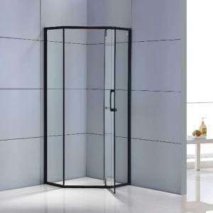 Cabina de dus pentagonala cu rame negre si cadita neagra inclusa KZ4026 A/SXL07 A 80 x 80cm - Img 3