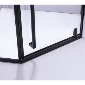 Cabina de dus pentagonala cu rame negre sticla securizata si cadita neagra BS07A/SXL07A 80 x 80 cm - Img 12