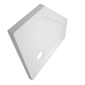 Cabina de dus pentagonala din sticla securizata cu rame negre si cadita alba slim inclusa KZ4026B/ST07B 90 x 90 cm - Img 17