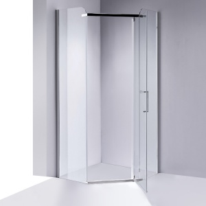 Cabina de dus pentagonala din sticla securizata rame cromate 80x80 cm - Img 3