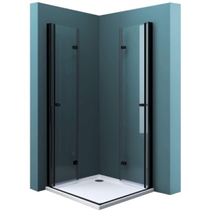 Cabina de dus pliabila Veldman Arizona Duo negru mat 80 x 80 cm sticla 6 mm - Img 3