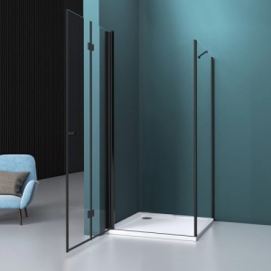 Cabina de dus pliabila Veldman Arizona One negru mat 80 x 70 cm sticla 6 mm - Img 6