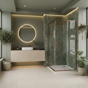 Cabina de dus Rea City 80x80 cm Copper Brush - Img 4