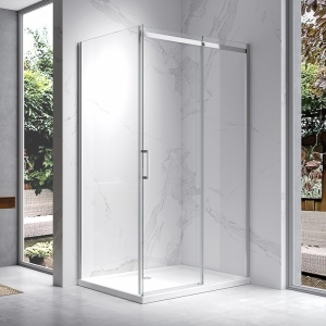 Cabina de dus rectangulara din sticla securizata 8mm cu rame cromate KZ22E 140 x 90 cm - Img 3