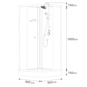 Cabina de dus semicirculara WSH313B 90x90 cm , + set dus si cadita inclusa - Img 11