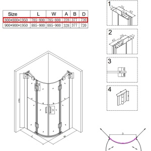 Cabina de dus Semirotunda KZ92A, Design Modern 80x80cm, Culoare Crom - Img 21