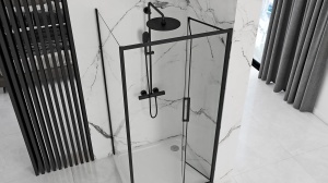 Cabina dus de colt REA Rapid Fold, Dimensiune 90x90cm, Culoare Negru - Img 5