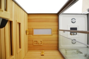 Cabina multifunctionala sauna uscata, sauna cu aburi si cabina de dus, montaj stanga alba 180 x 110 x 223 cm - Img 4
