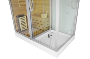 Cabina multifunctionala sauna uscata, sauna cu aburi si cabina de dus, montaj stanga alba 180 x 110 x 223 cm - Img 14