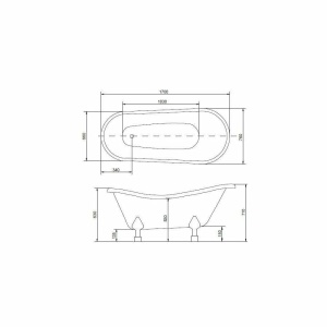 Cada Besco Otylia, Freestanding, cu picioare albe. dimensiune 170x77. - Img 2