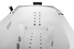 Cada cu hidromasaj asimetrica MUE-007B Dreapta, 170 x 100 x 70 cm, 32 duze, incalzitor, ozonoterapie si Bluetooth, alba - Img 11