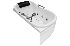 Cada de baie asimetrica cu hidromasaj MO-1683 Turbo Right SPA, 140 x 87 x 67 cm, varianta dreapta, alb - Img 4