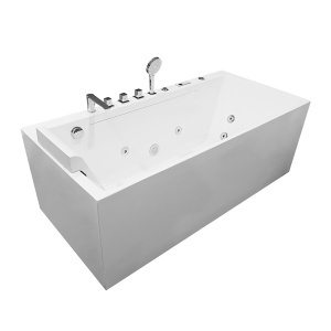 Cada de baie cu hidromasaj si aeromasaj MO-18058, 170 x 80 x 60 cm, cascada 95 cm, Bluetooth, LED si 22 duze, alb