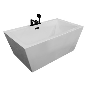 Cadă de baie cu montaj la perete MO-1039D cu baterie neagră, 152 x 80 x 58 cm