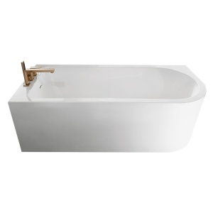 Cadă de baie cu montaj pe stanga, cu baterie aurie 150 x 75 x 58 cm