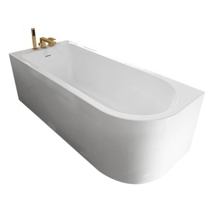 Cadă de baie cu montaj pe stanga, cu baterie aurie 170 x 75 x 58 cm - Img 5