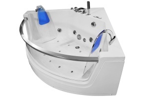 Cada de baie de colt cu hidromasaj si aeromasaj MO-0053N – 141 x 141 x 61 cm, 2 persoane, Bluetooth si cromoterapie - Img 3