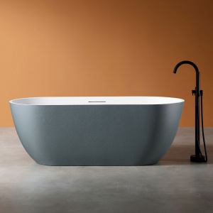 Cada de baie freestanding cu strat rezistent la abraziune D002GBW gri/alb 170 x 75 x 60 cm - Img 2