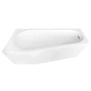 Cada de baie freestanding lipita de perete asimetrica montaj stanga MO-006DL, 170 x 80 cm, alb lucios - Img 4
