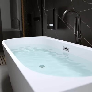 Cada de baie freestanding lipita de perete MO-1724 montaj dreapta, 160 x 75 cm, alb lucios - Img 8