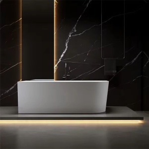Cada de baie freestanding lipita de perete, montaj stanga MO-1724-160, 160 x 75 x 59 cm, alb lucios - Img 5