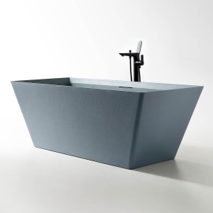 Cada de baie freestanding MUE-D001GB Exclusiv 170 x 75 cm, compozit finisaj mat cu textura de piatra gri albastru - Img 3